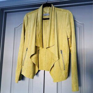 💛 Bagatelle Faux Suede Drape Moto Jacket Blazer – Yellow – Size Medium 💛